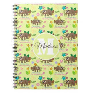 Ik ben niet Lazy | Funny Sloth Quote Pattern Name Notitieboek