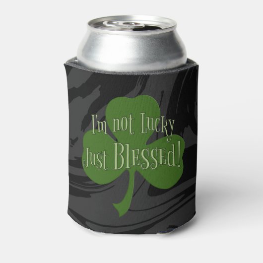 Ik ben niet Lucky Just Blessed Shamrock Design Blikjeskoeler (Blikje Achterkant)