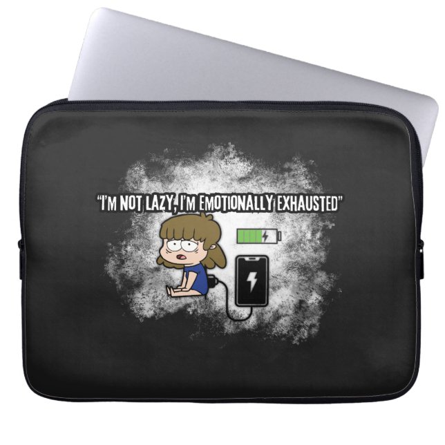 Ik ben niet lui, ik ben emotioneel uitgeput - grap laptop sleeve (Voorkant)