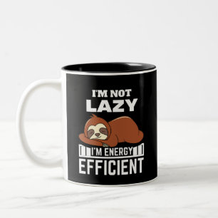Ik ben niet lui, ik ben energiezuinig Funny Sloth Tweekleurige Koffiemok