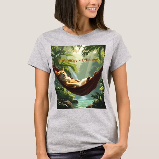 Ik ben niet lui, ik ben energiezuinig t-shirt (Voorkant)