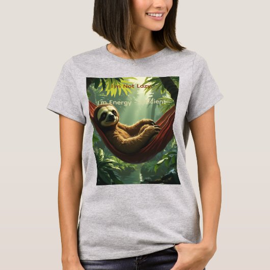Ik ben niet lui, ik ben energiezuinig t-shirt (Voorkant)