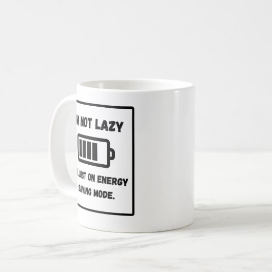 "Ik ben niet lui, ik ben gewoon op energiebesparen Koffiemok (Voorkant links)