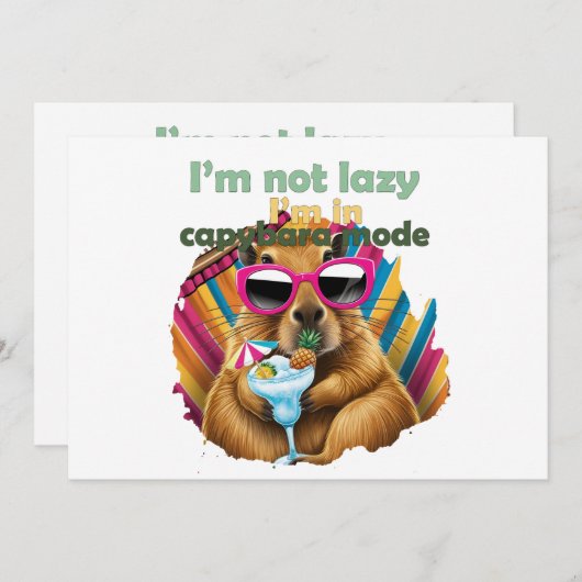 Ik ben niet lui, ik ben in capibara-modus ,grappig kaart (Voorkant / Achterkant)