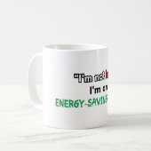 "Ik ben niet lui, ik ben in energiebesparende modu Koffiemok (Voorkant links)