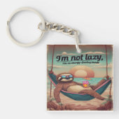 Ik ben niet lui, ik ben op energiebesparende grafi sleutelhanger (Voorkant)