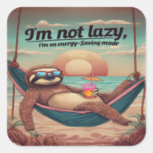 Ik ben niet lui, ik ben op energiebesparende grafi vierkante sticker