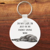 Ik ben niet lui+luie kat sleutelhanger (Voorkant)