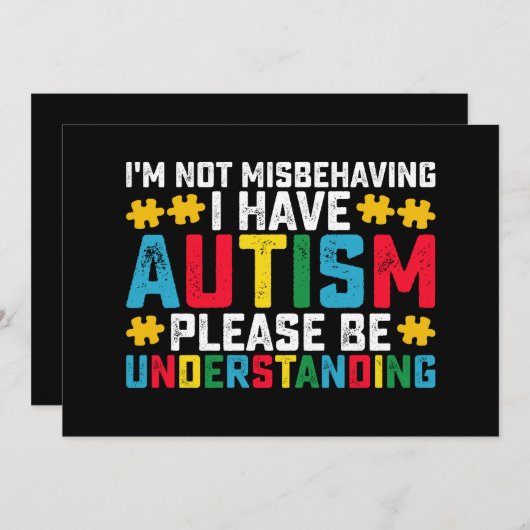 Ik ben niet misleid dat ik autisme heb, alsjeblief kaart (Voorkant / Achterkant)