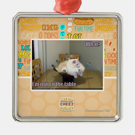 Ik ben niet op tafel metalen ornament (Voorkant)