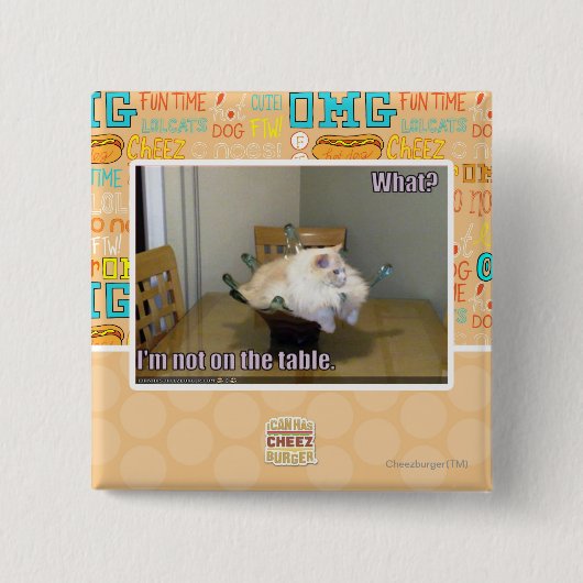 Ik ben niet op tafel vierkante button 5,1 cm (Voorkant)