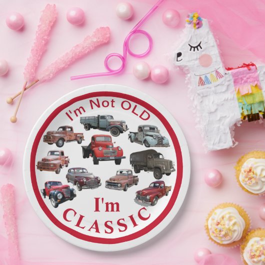 Ik ben niet oud, ik ben CLASSIC  Vehicles Party Papieren Bordje (Feest)