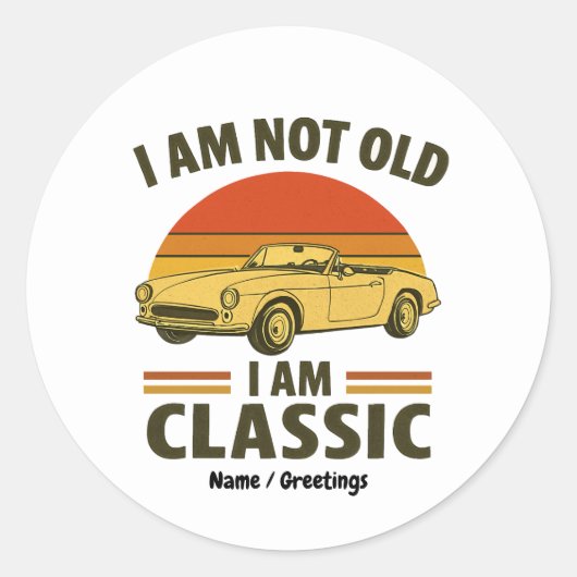 Ik ben niet oud, ik ben een klassiek grappig retro ronde sticker (Voorkant)