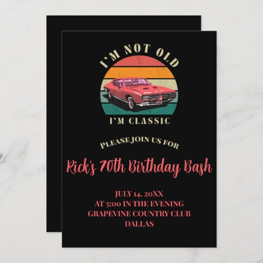 Ik ben niet oud, ik ben een klassieke verjaardag u kaart (Voorkant / Achterkant)