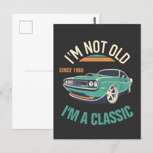 Ik ben niet oud, ik ben een klassieke Vintage-auto Briefkaart