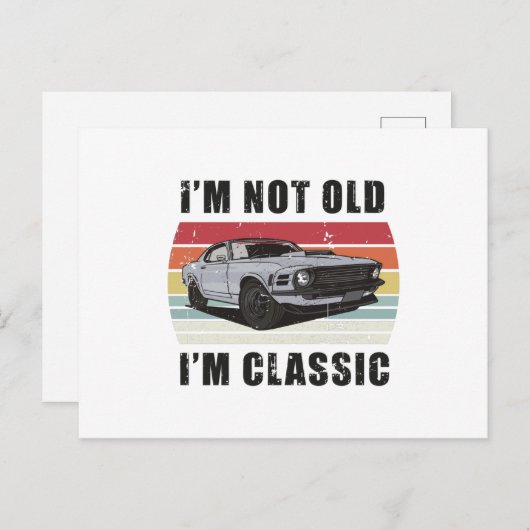 Ik ben niet oud, ik ben klassiek Retro Sunset Musc Briefkaart (Voorkant / Achterkant)