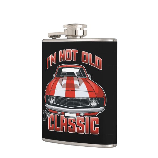 Ik ben niet oud, ik ben klassieke, Retro Red Muscl Heupfles (Links)