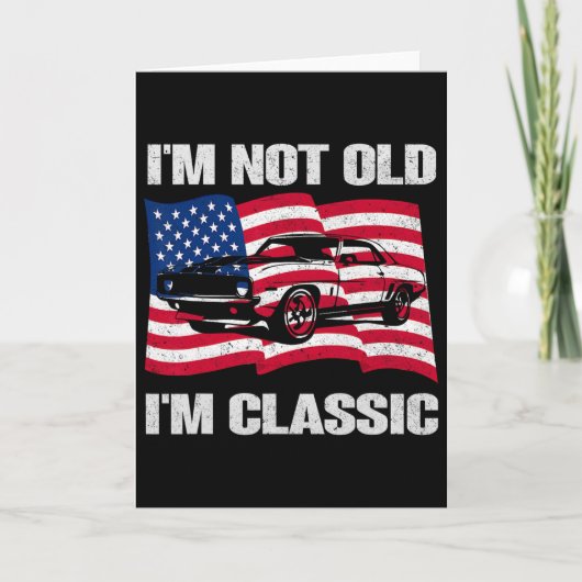 Ik ben niet oud, ik klik auto Amerikaanse vlag gra Kaart (Voorkant)