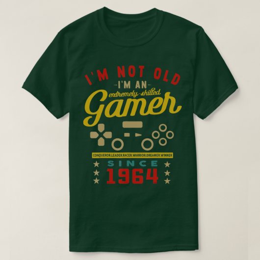 Ik ben niet oud Im A-serie 1964VideogameGaming 2 T-shirt (Design voorkant)