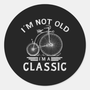 Ik ben niet oud in een Clic Penny-Farthing fietsva Ronde Sticker
