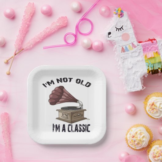 Ik ben niet oud in klassiek papieren bordje (Feest)