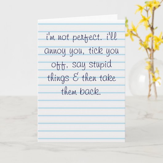 Ik ben niet perfect kaart (Gele Bloem)