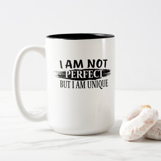 Ik ben niet perfect, maar ik ben uniek tweekleurige koffiemok (Met donut)