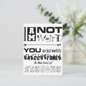 Ik ben niet raar. briefkaart (Staand voorkant)