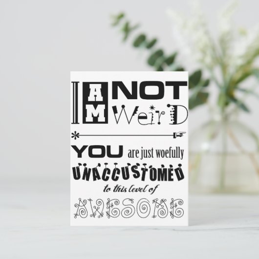 Ik ben niet raar. briefkaart (Staand voorkant)