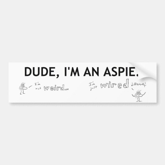 Ik ben niet raar, ik ben gewoon anders getelegrafe bumpersticker (Voorkant)