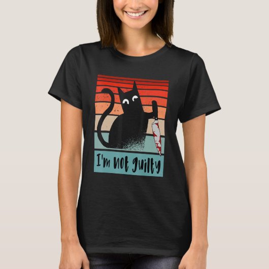 Ik ben niet schuldig aan Innocent Cat met mes Hall T-shirt (Voorkant)