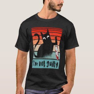 Ik ben niet schuldig Onschuldige kat met mes Grapp T-shirt