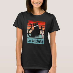 Ik ben niet schuldig Onschuldige kat met mes Grapp T-shirt