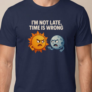 Ik ben niet te laat, de tijd is verkeerd t-shirt
