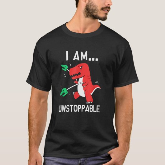 Ik ben niet te stoppen T rex dinosaurus klauwgrijp T-shirt (Voorkant)