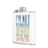 Ik ben niet verantwoordelijk grappig heupfles (Links)