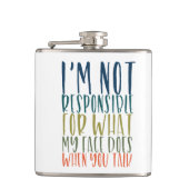Ik ben niet verantwoordelijk grappig heupfles (Voorkant)
