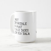 Ik ben niet verantwoordelijk voor grappige aanstoo koffiemok (Voorkant links)