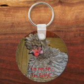 "Ik ben niet vet... ik ben fluffy!" Button Sleutel Sleutelhanger (Voorkant)