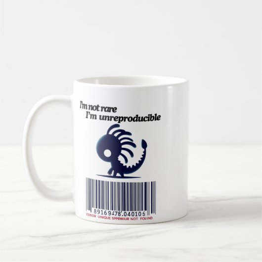 Ik ben niet zeldzaam, ik ben onreproduceerbaar koffiemok (Links)