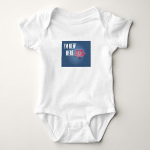 Ik ben nieuw hier Roze Bloem Blauwe Water Baby Blo Romper