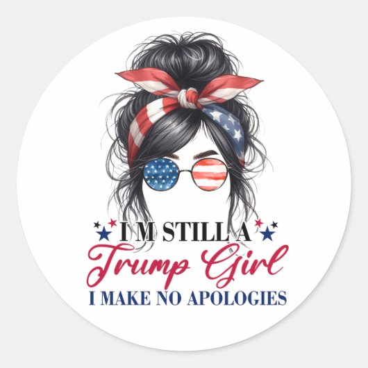 Ik ben nog steeds een Trump Girl en ik bied geen e Ronde Sticker (Voorkant)