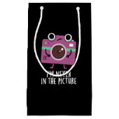 Ik ben nooit in de Afbeelding grappige camera Pun Klein Cadeauzakje (Voorkant)