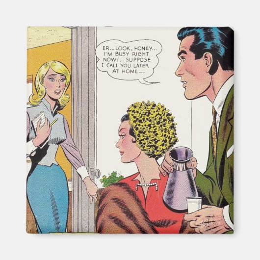 "Ik ben nu Bezig" Retro-Style Magnet (Voorkant)