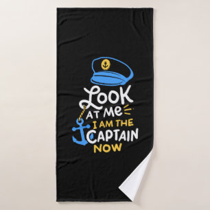 Ik Ben Nu De Kapitein Bootkapitein Cadeau Badhanddoek