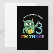 Ik ben nu een grote monster van drie jaar feestdag kaart (Voorkant / Achterkant)