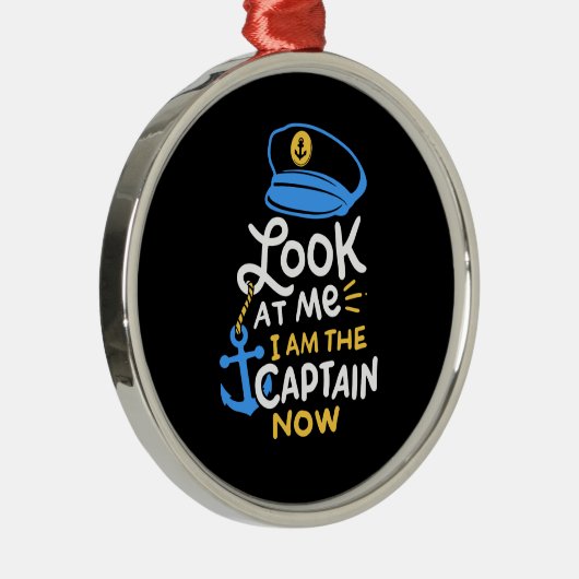 Ik ben nu kapitein Gift aan boord Metalen Ornament (Rechts)