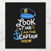 Ik ben nu kapitein Gift aan boord Wijn Etiket (Enkel label)