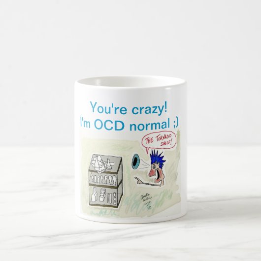 "Ik ben OCD Normal" Tornado Shelf Coffee Mok (Center)