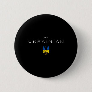 Ik ben Oekraïens - Ik kom uit Oekraïne Drietand Vl Ronde Button 5,7 Cm